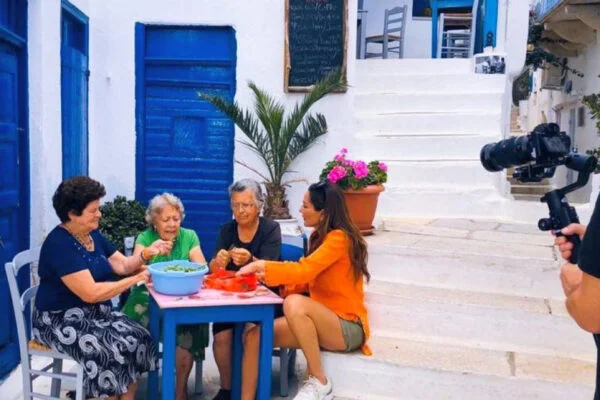 despoina vandi stripping green beans together with the women of tinos